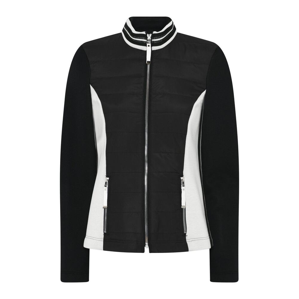 Women's Athleisure Jacket Size 8 I'CONA Full Zipper Black and White NWT